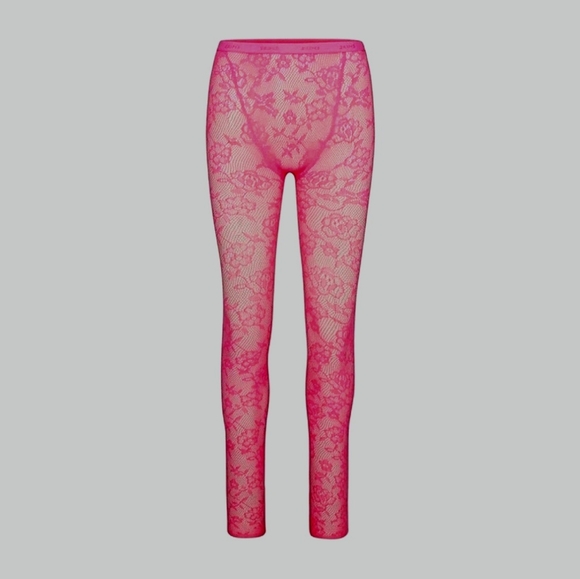 NWT SKIMS Warp Knit Lace Leggings Dark pink XXS-S - Picture 2 of 3